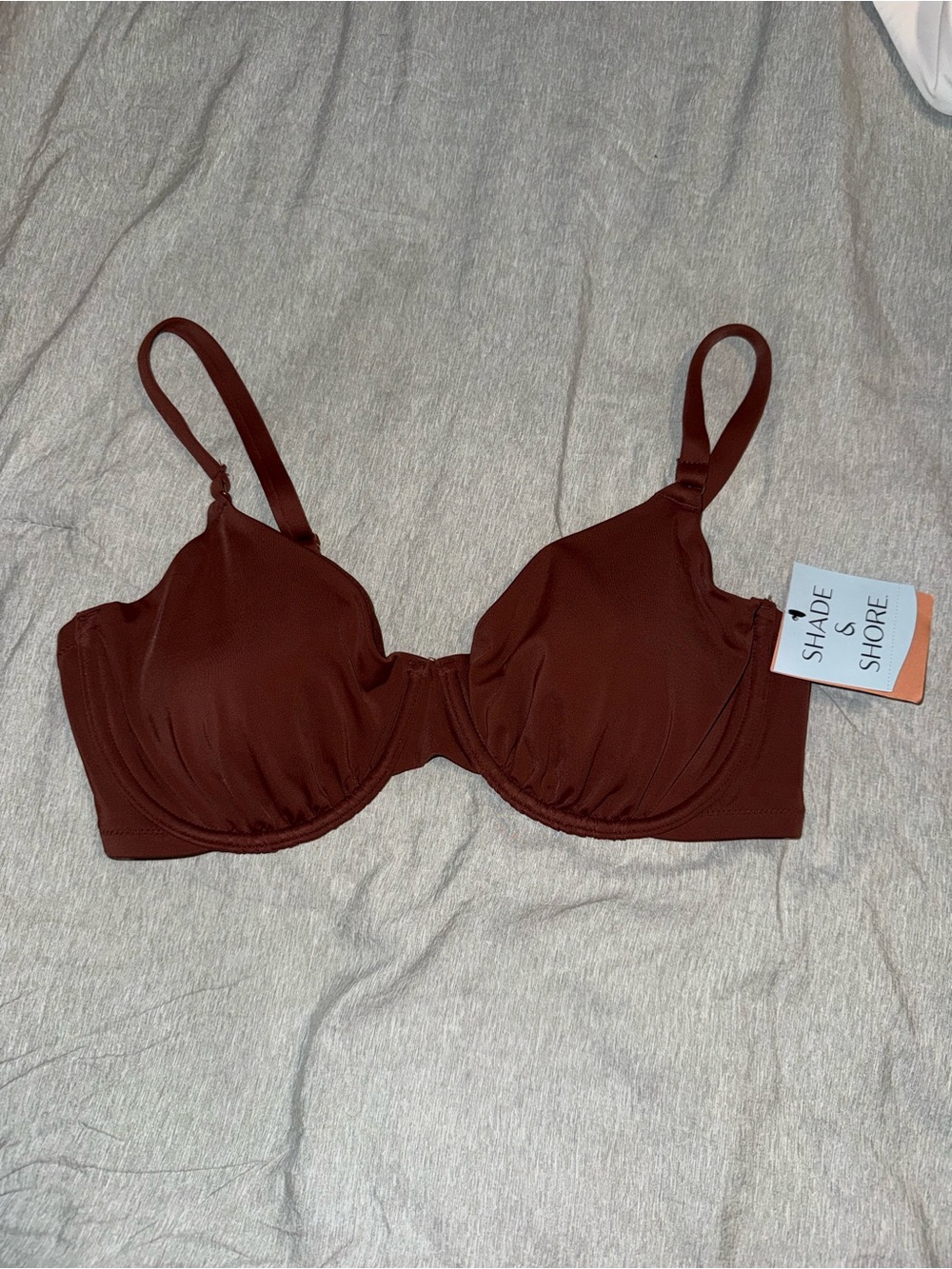 Rust/Burnt Orange Underwire Bikini Top Adjustable Straps